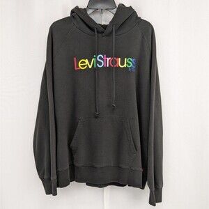 Levi's Black Hoodie With Colorful Spellout Logo Women's Size XL